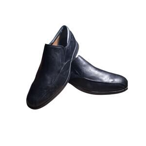 Clarks Plus Black Leather Mens size 11M Casual Career Church Slip-on Loafers